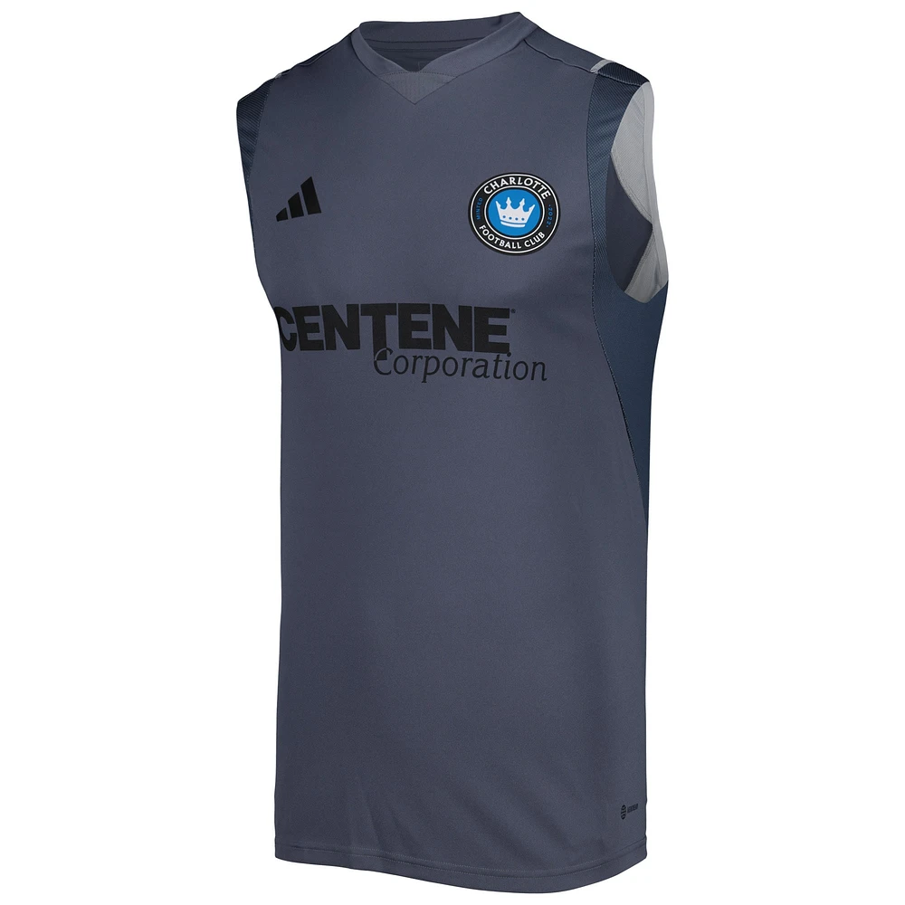 Maillot d'entraînement sans manches Charlotte FC 2023 pour homme adidas Gris