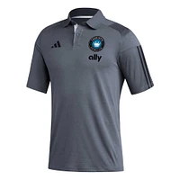 Polo d'entraînement terrain adidas Charlotte FC 2023 gris pour homme