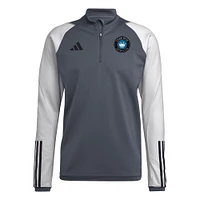 Haut d'entraînement à quart de zip adidas Charlotte FC 2024 On-Field AEROREADY pour homme, gris