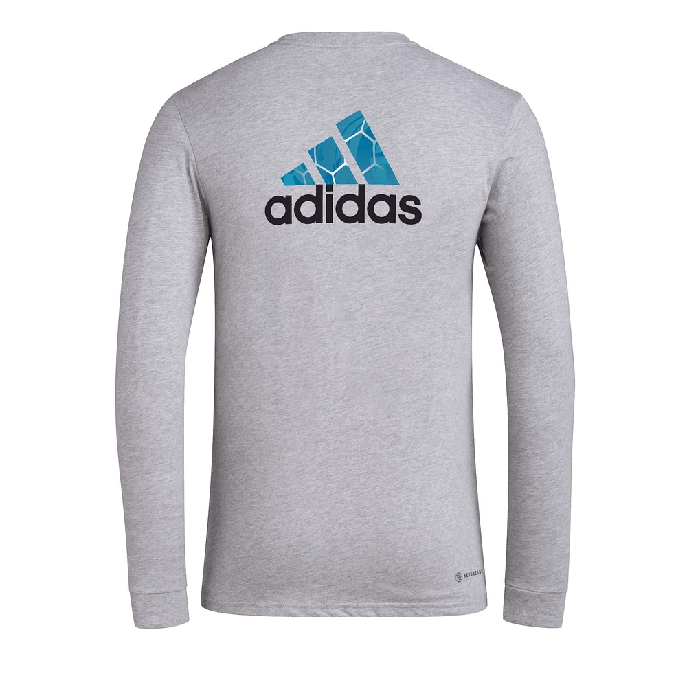 T-shirt à manches longues adidas Charlotte FC Local Pop AEROREADY gris chiné pour hommes