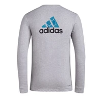 T-shirt à manches longues adidas Charlotte FC Local Pop AEROREADY gris chiné pour hommes