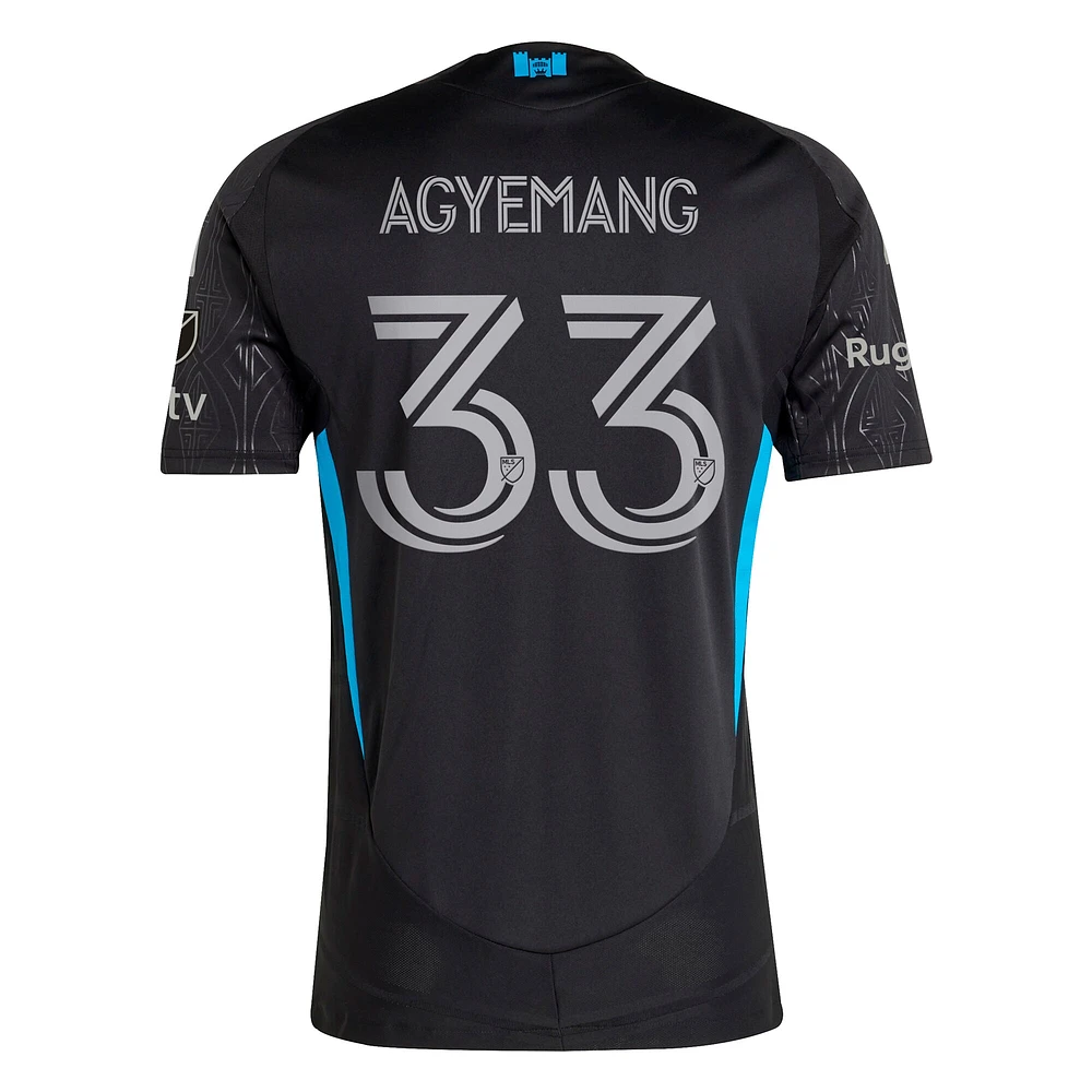 Maillot de joueur authentique adidas Patrick Agyemang Charlotte FC 2025 Fortress Kit noir pour homme