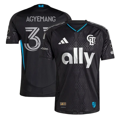 Maillot de joueur authentique adidas Patrick Agyemang Charlotte FC 2025 Fortress Kit noir pour homme