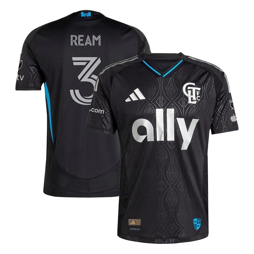 Men's adidas Tim Ream Black Charlotte FC 2025 Fortress Kit Authentic Player Jersey