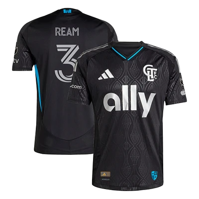 Men's adidas Tim Ream Black Charlotte FC 2025 Fortress Kit Authentic Player Jersey