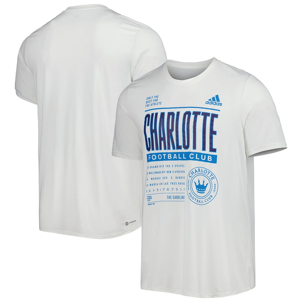 Men's adidas White Charlotte FC Club DNA Performance T-Shirt