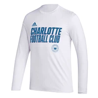 Men's adidas White Charlotte FC Jersey Hook AEROREADY Long Sleeve T-Shirt