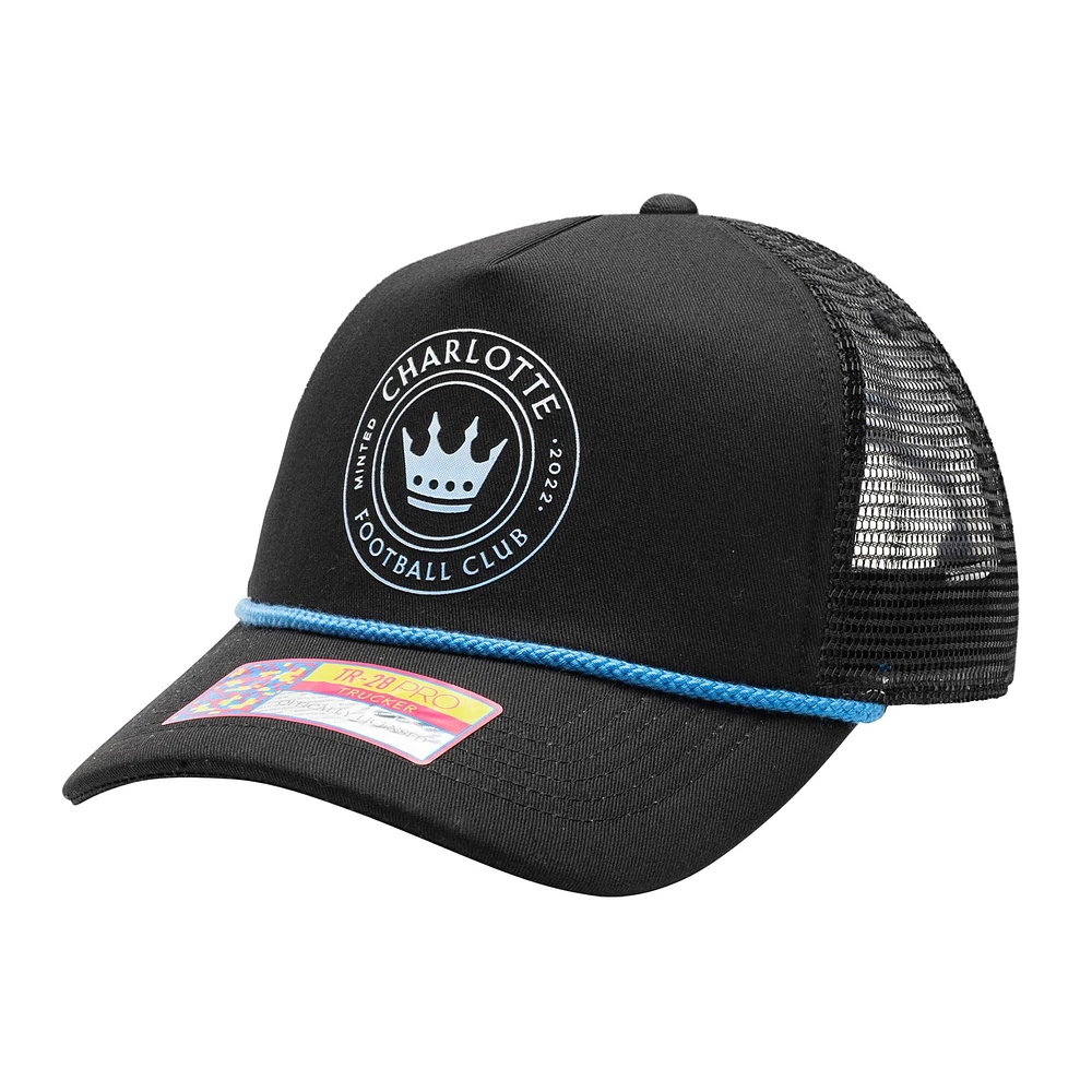 Casquette réglable noire Charlotte FC Atmosphere Trucker pour homme