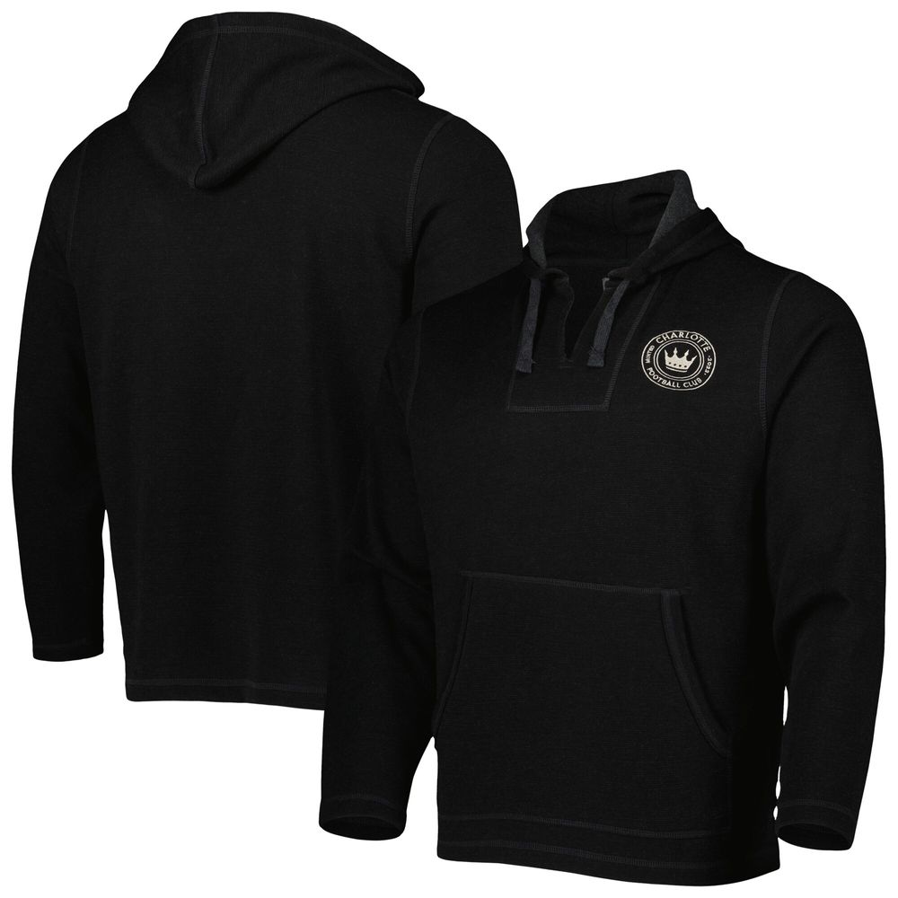 Men's Black Charlotte FC Baja Fleece V-Neck Pullover Hoodie