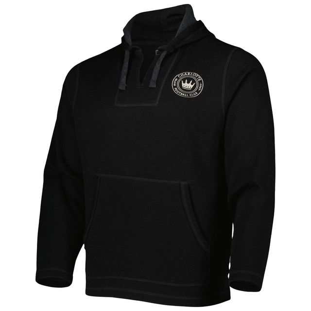 Sweat à capuche encolure en V molleton noir Charlotte FC Baja pour homme