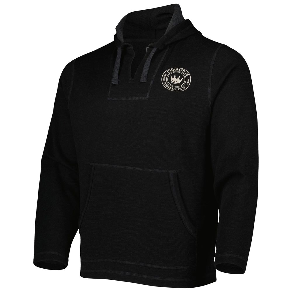 Men's Black Charlotte FC Baja Fleece V-Neck Pullover Hoodie