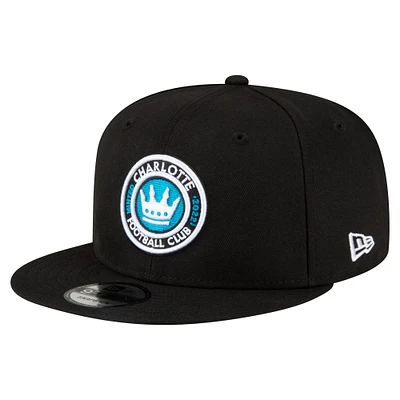 Men's Black Charlotte FC Club Logo 9FIFTY Snapback Hat