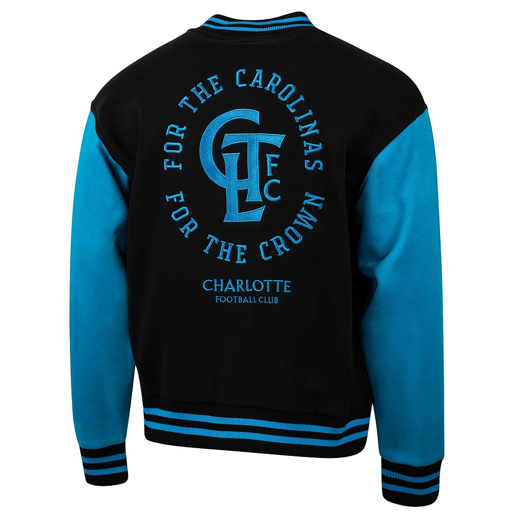 Men's Black Charlotte FC Fast Break Varsity Full-Snap Jacket