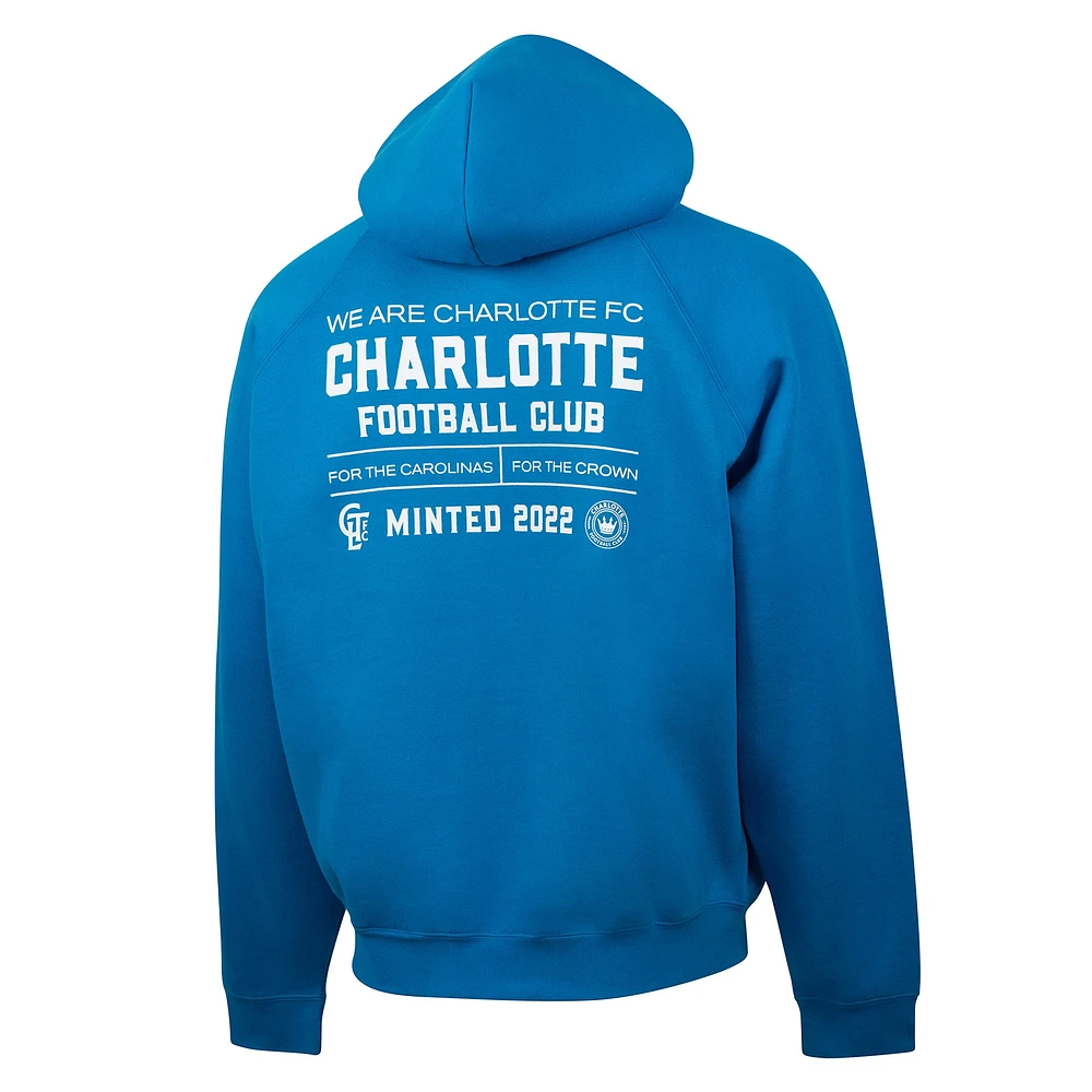 Men's  Blue Charlotte FC Hometown Oversized Raglan Pullover Hoodie