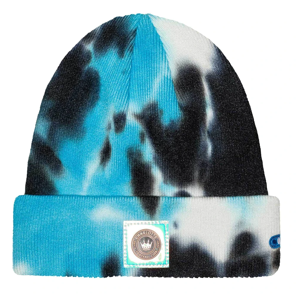 Bonnet en tricot à revers tie-dye psychédélique Charlotte FC pour hommes