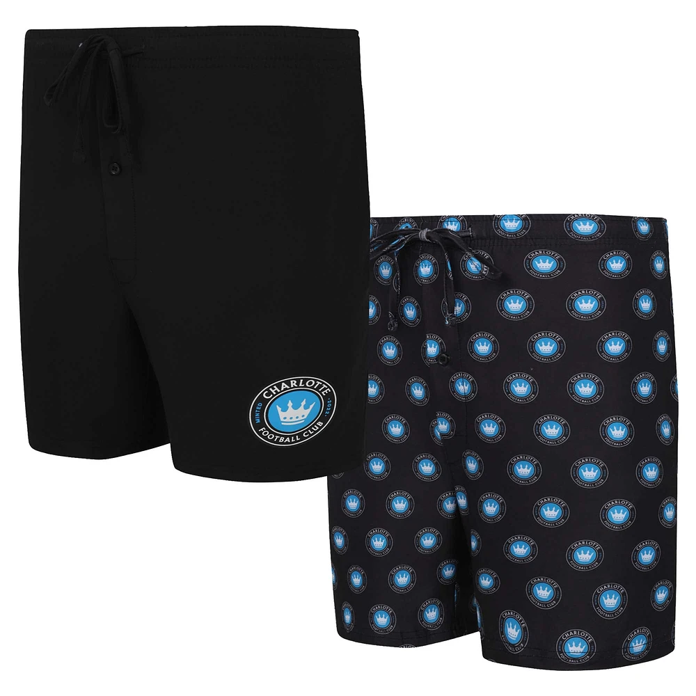 Ensemble de deux shorts Concepts Sport Charlotte FC Gauge noirs pour hommes