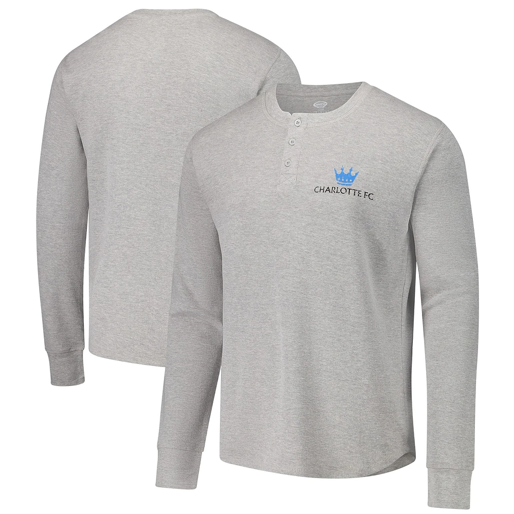 T-shirt à manches longues Henley en tricot thermique gris Charlotte FC Region pour homme Concepts Sport