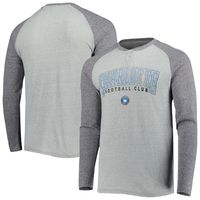 Men's Concepts Sport Heathered Gray/Heathered Charcoal Charlotte FC Ledger Raglan Long Sleeve T-Shirt