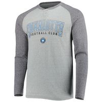 Men's Concepts Sport Heathered Gray/Heathered Charcoal Charlotte FC Ledger Raglan Long Sleeve T-Shirt