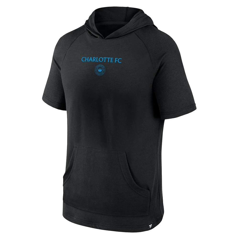 Men's Fanatics Black Charlotte FC Match Raglan Short Sleeve Pullover Hoodie