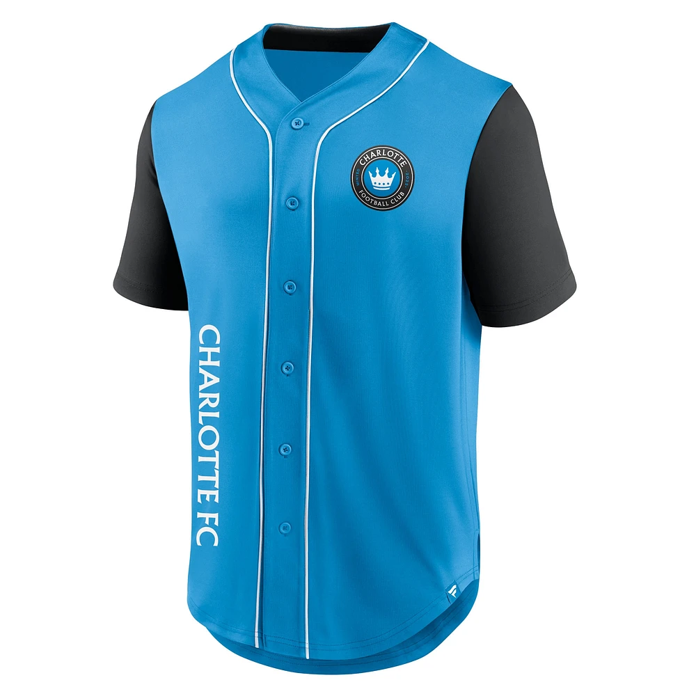 Men's Fanatics Blue Charlotte FC Balance Fashion Baseball Jersey