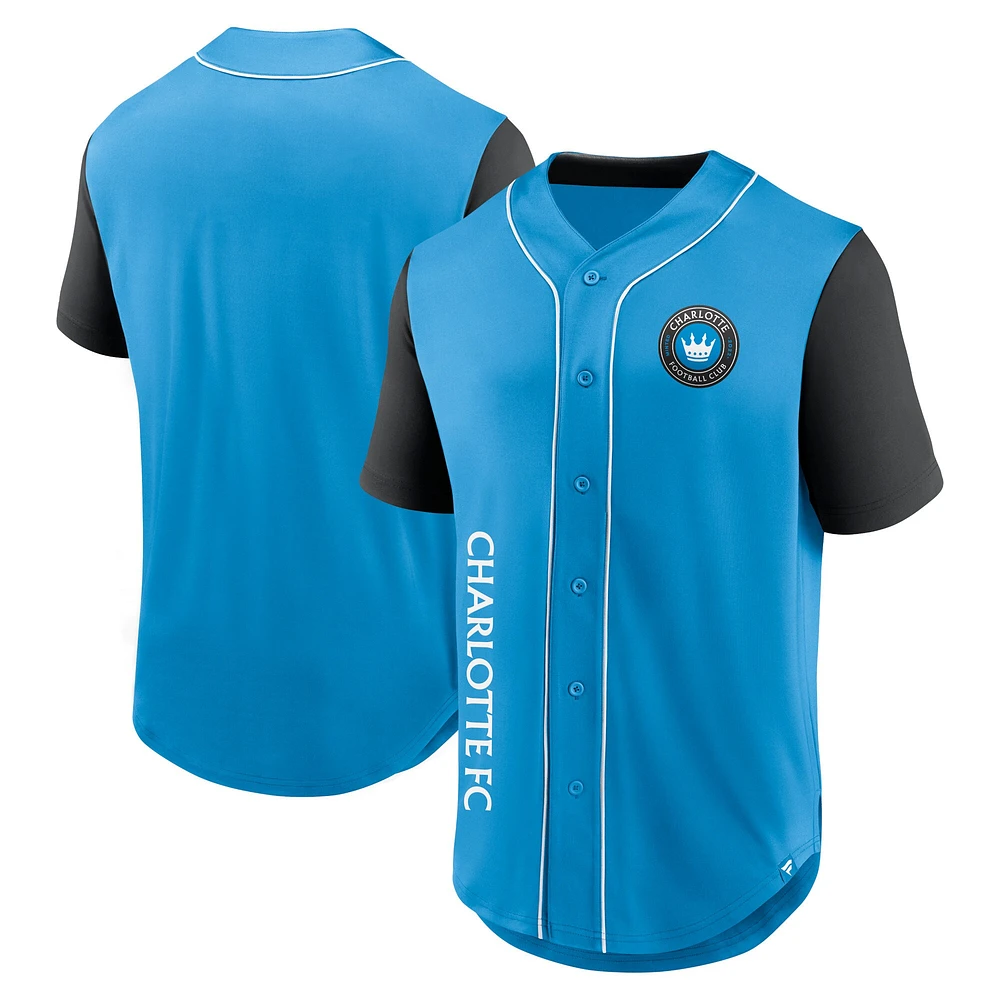 Men's Fanatics Blue Charlotte FC Balance Fashion Baseball Jersey