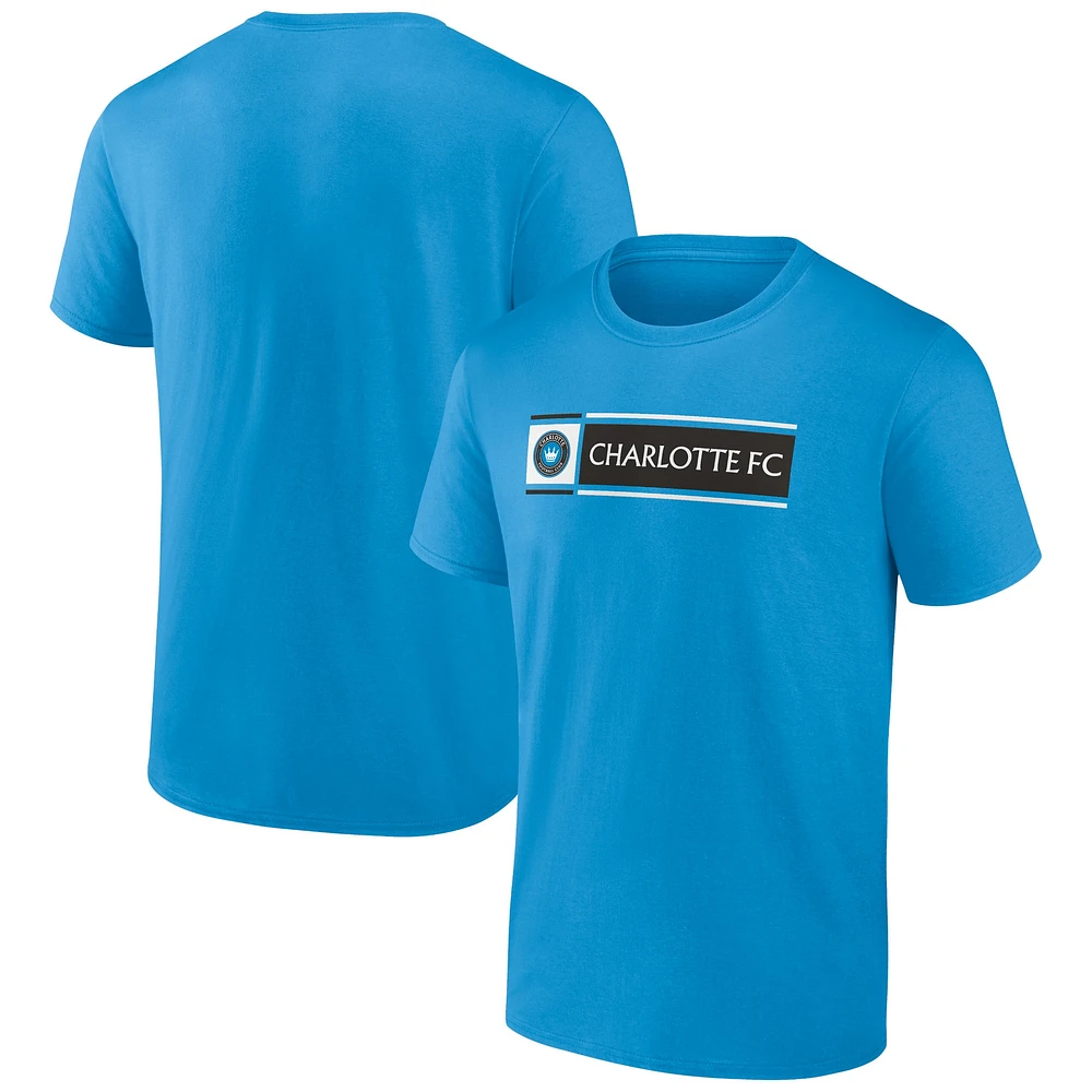 T-shirt bleu Charlotte FC Block de marque Fanatics pour hommes