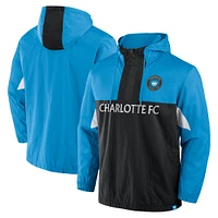 Men's Fanatics Blue Charlotte FC Free Kick Woven Quarter-Zip Hoodie Jacket