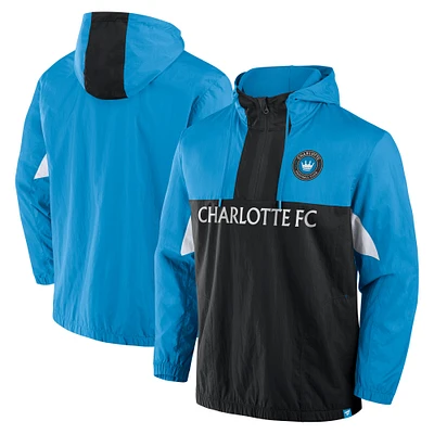 Men's Fanatics Blue Charlotte FC Free Kick Woven Quarter-Zip Hoodie Jacket