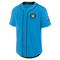 Maillot de baseball Fanatics bleu Charlotte FC Injury Time pour homme