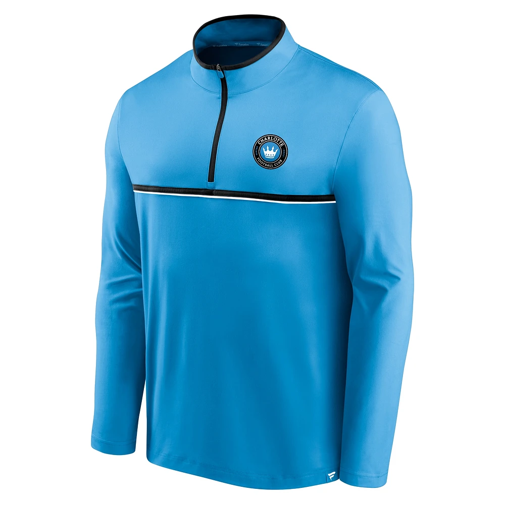 Men's Fanatics Blue Charlotte FC Lineup Quarter-Zip Jacket