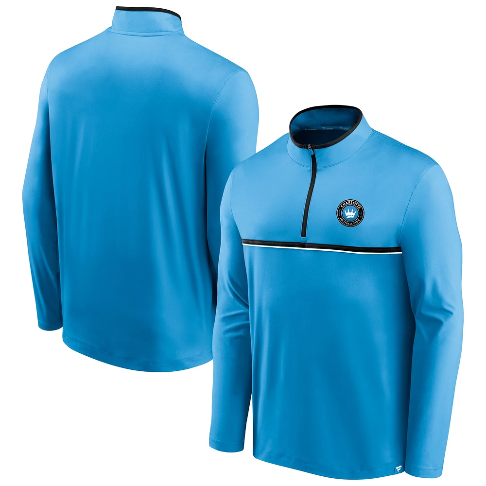 Men's Fanatics Blue Charlotte FC Lineup Quarter-Zip Jacket