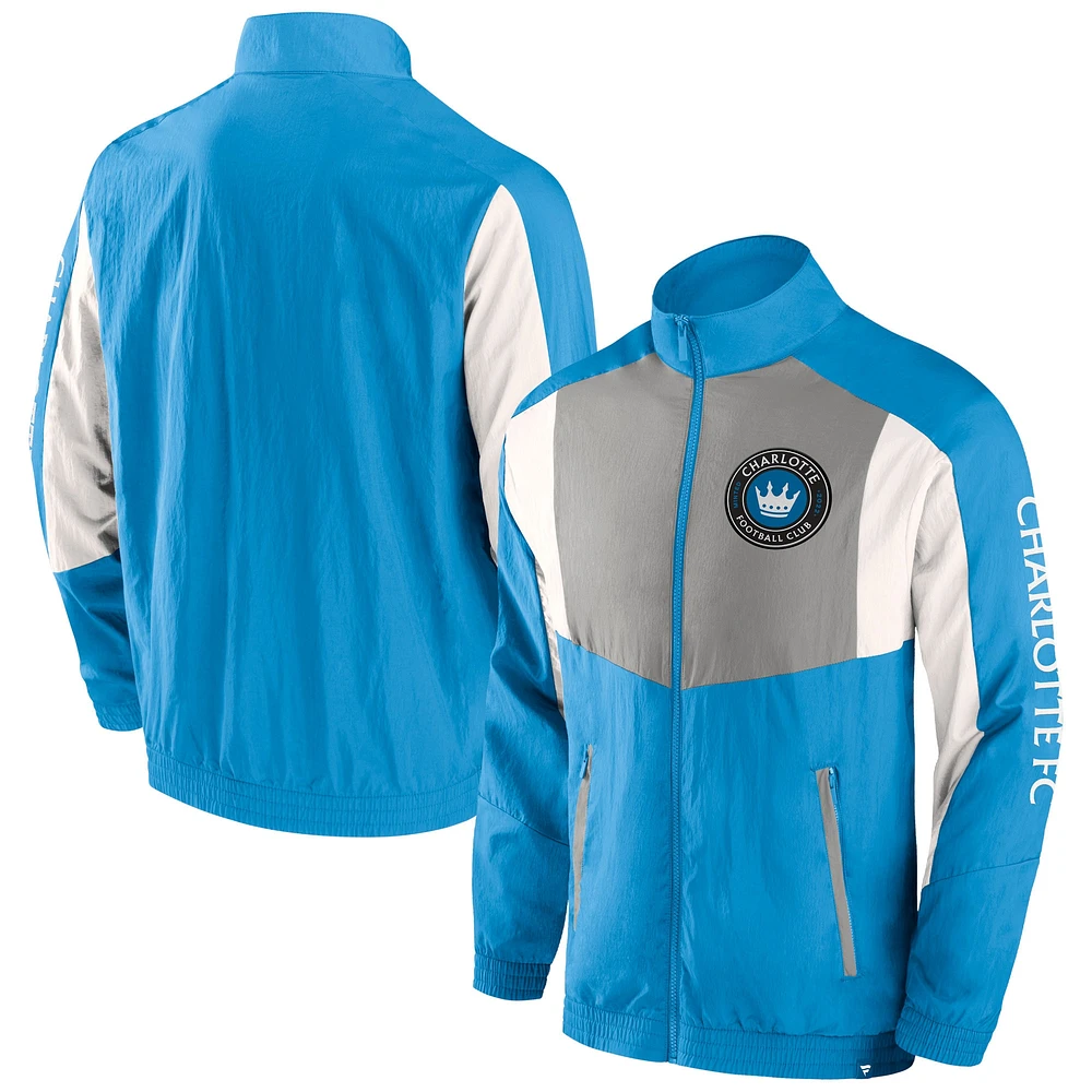 Men's Fanatics  Blue Charlotte FC Net Goal Raglan Full-Zip Track Jacket