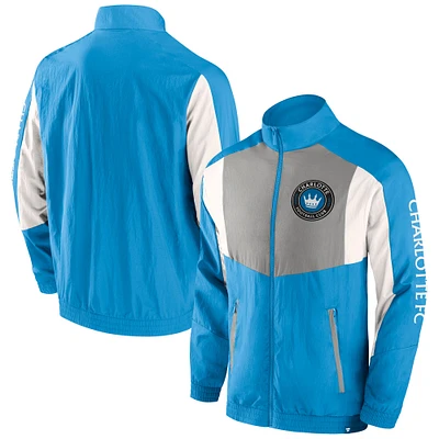 Men's Fanatics  Blue Charlotte FC Net Goal Raglan Full-Zip Track Jacket