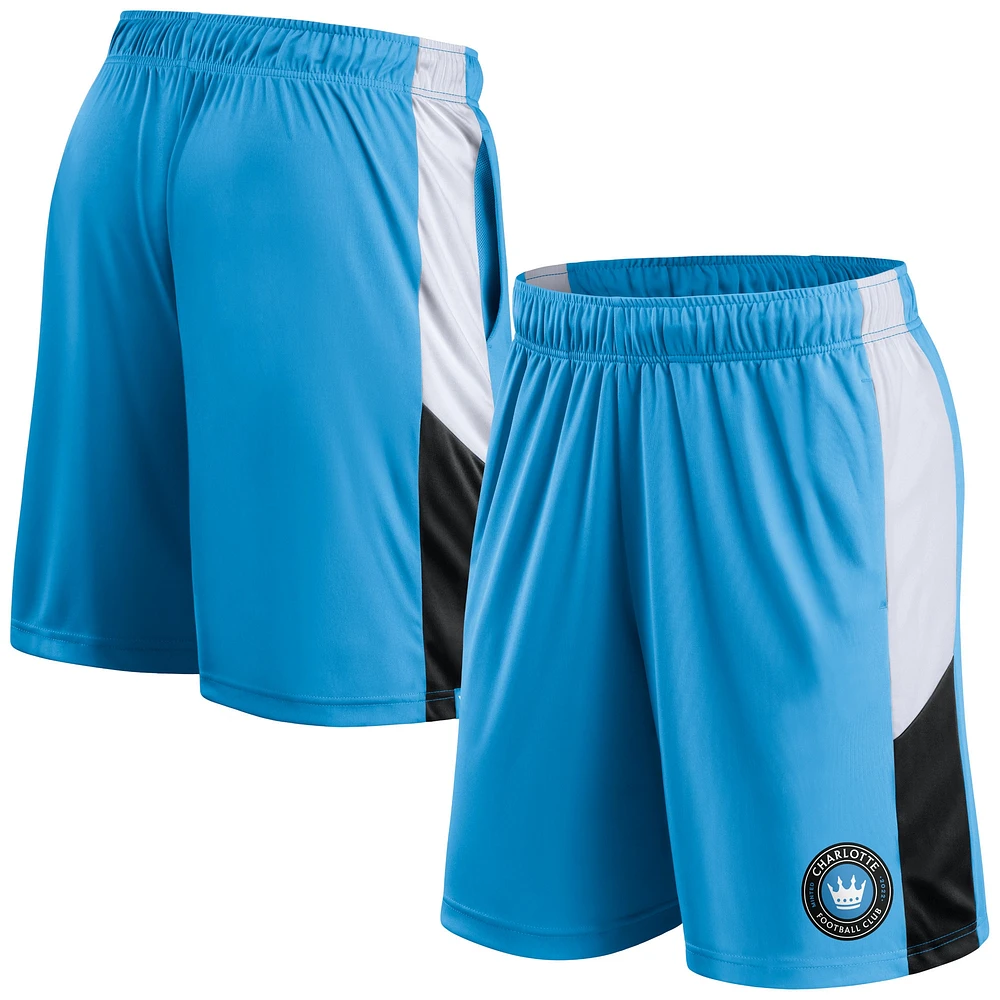 Short bleu Fanatics Charlotte FC Prep Squad pour hommes