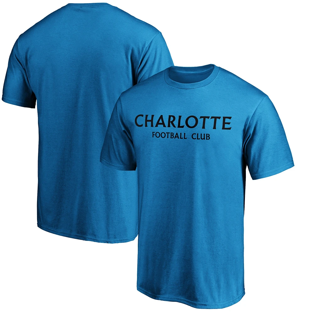 T-shirt bleu avec logo Charlotte FC de marque Fanatics pour hommes