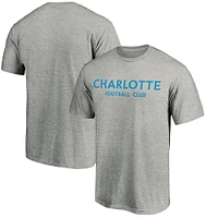 T-shirt avec logo Charlotte FC gris chiné de marque Fanatics pour hommes