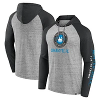 Men's Fanatics Steel Charlotte FC Deflection Raglan Pullover Hoodie