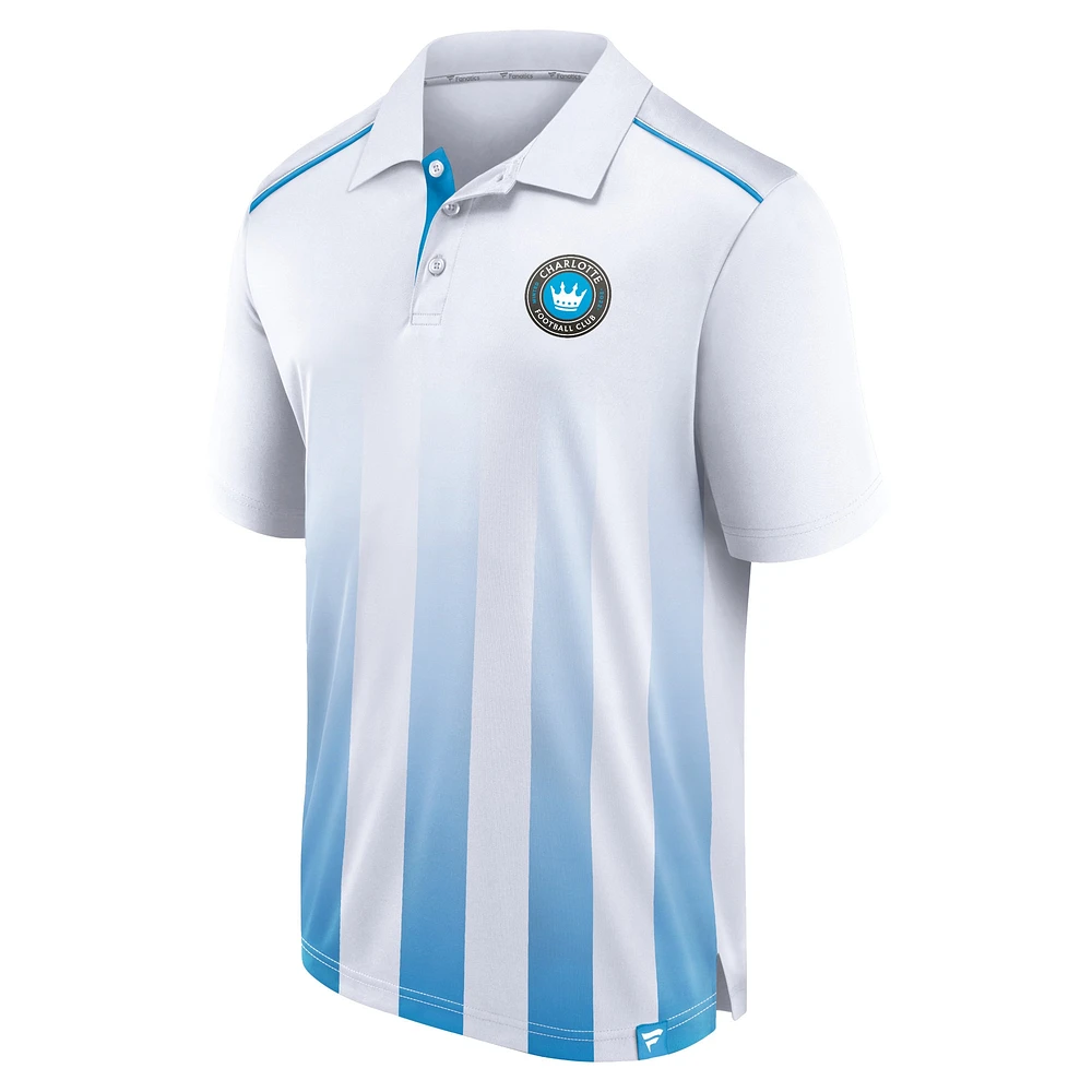 Polo fanatique blanc Charlotte FC Line Up Fade pour hommes