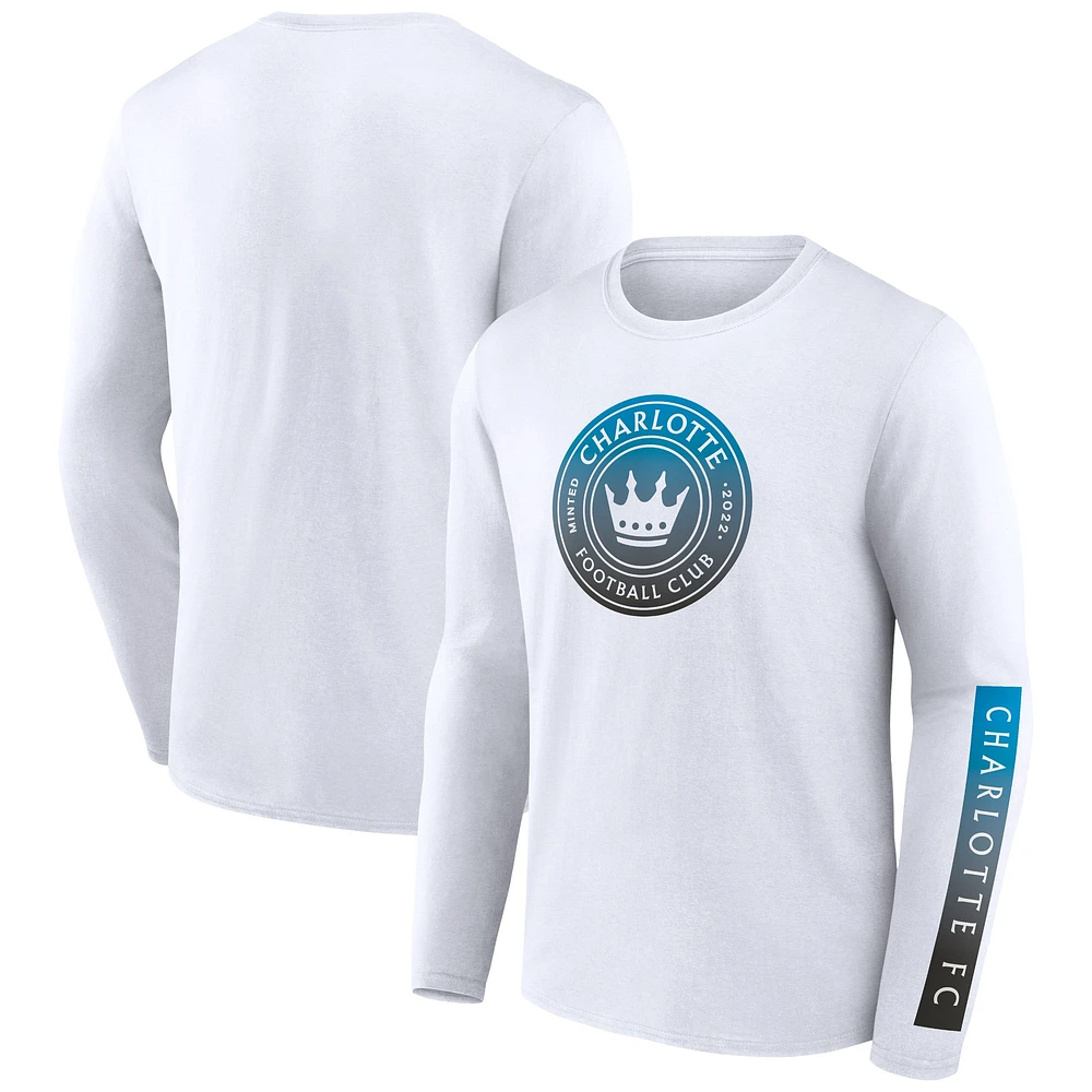 Men's Fanatics White Charlotte FC Long Sleeve T-Shirt