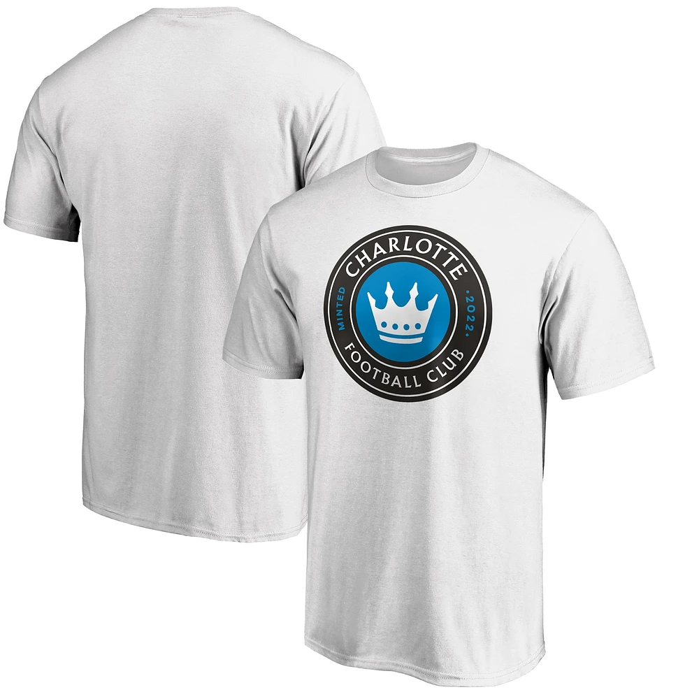 Men's Fanatics White Charlotte FC Primary Logo Team T-Shirt