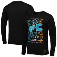 Men's Mitchell & Ness Black Charlotte FC Papel Picado Long Sleeve T-Shirt