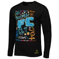 Men's Mitchell & Ness Black Charlotte FC Papel Picado Long Sleeve T-Shirt