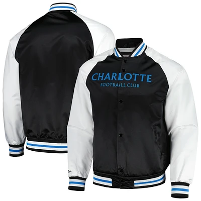 Men's Mitchell & Ness  Black Charlotte FC Satin Raglan Full-Snap Jacket