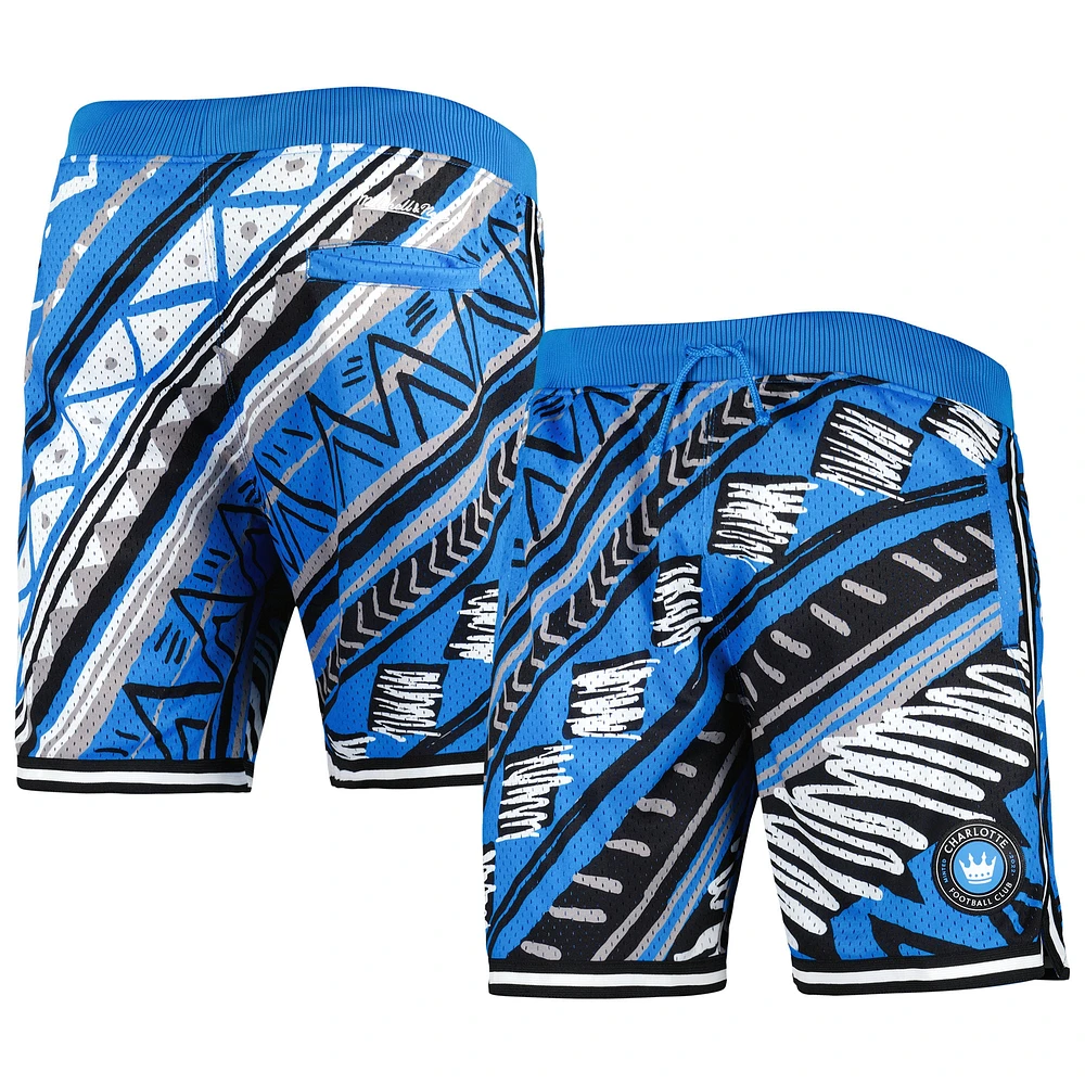 Short de mode tribal Charlotte FC bleu Mitchell & Ness pour homme