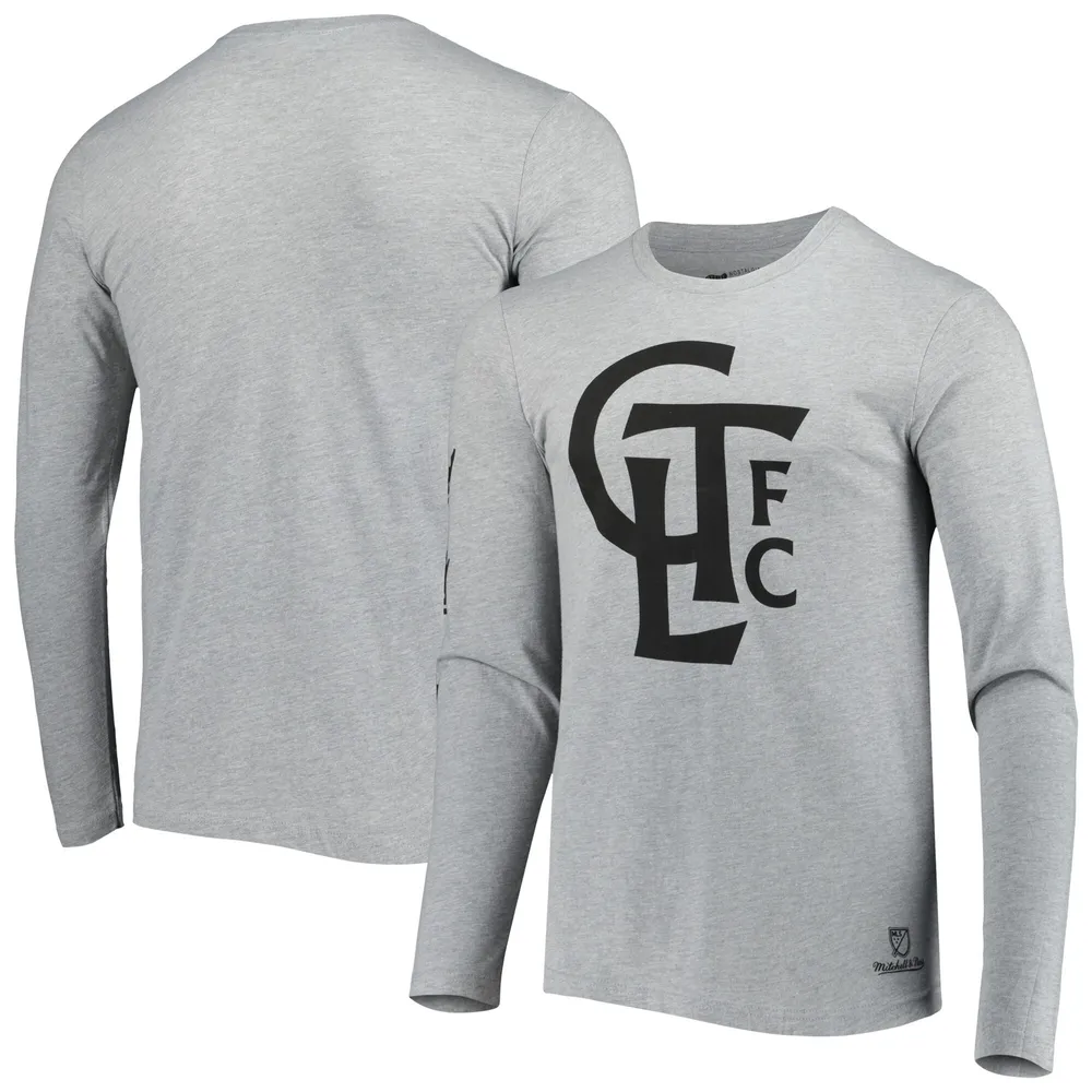 T-shirt à manches longues avec logo Charlotte FC gris chiné Mitchell & Ness pour homme