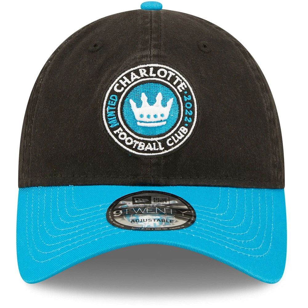 Men's New Era Black/Blue Charlotte FC Team 9TWENTY Adjustable Hat
