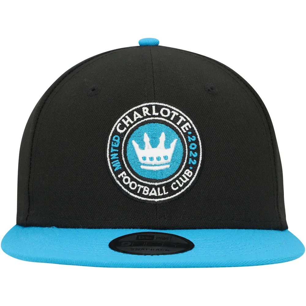 Men's New Era Black/Blue Charlotte FC Two-Tone 9FIFTY Snapback Hat