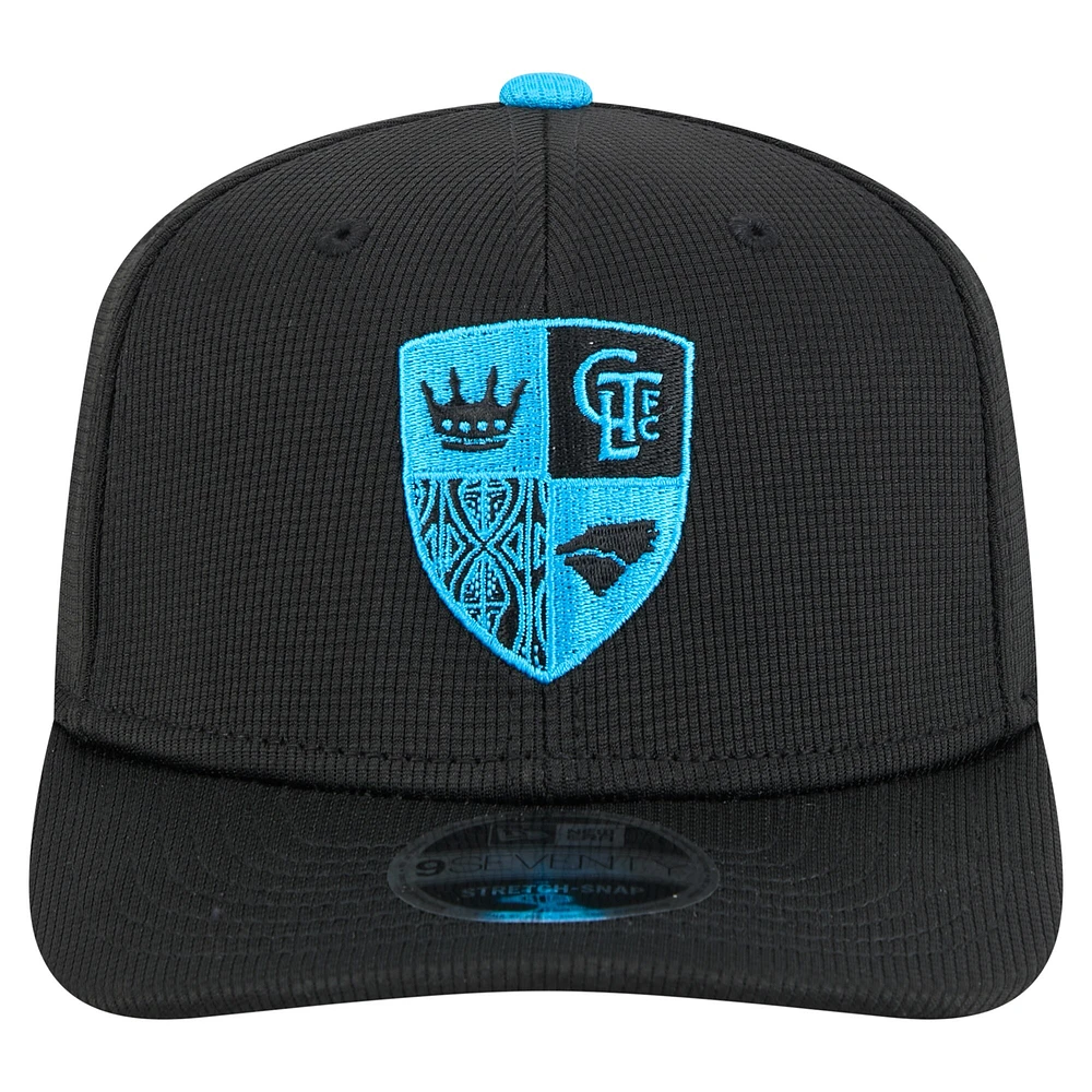 Casquette extensible à boutons-pression Charlotte FC 2025 noire New Era pour homme avec crochet 9SEVENTY