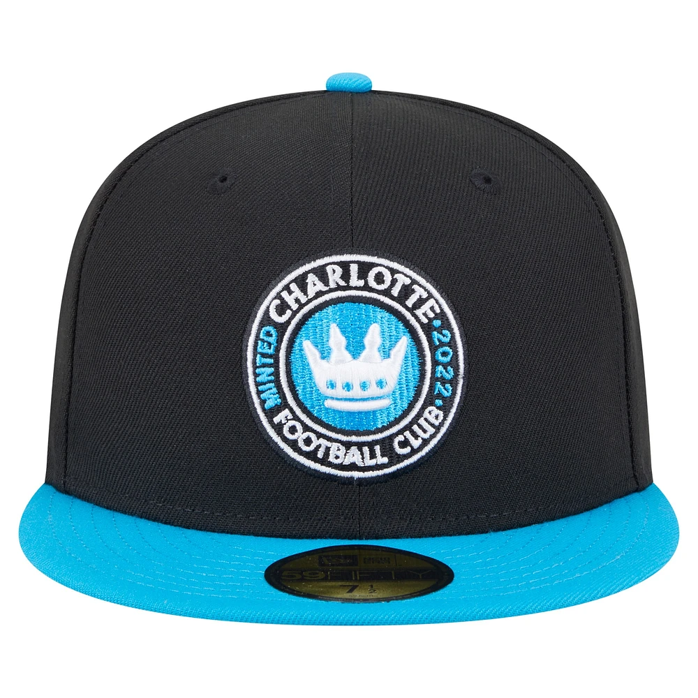 Men's New Era  Black Charlotte FC 2025 Kickoff 59FIFTY Fitted Hat